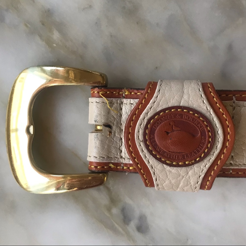 Vintage Dooney & Bourke All Weather Leather Belt White sz 30-32